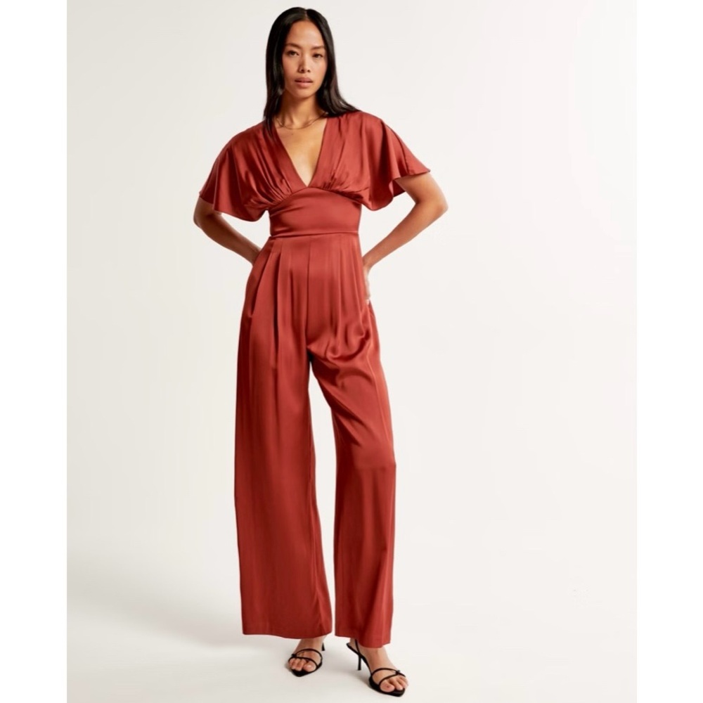 NEW Abercrombie & Fitch Angel Sleeve Satin Jumpsuit